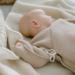 Merino Wool Baby Jacket “Sheep” with Embroidery; Beige