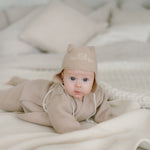 Merino Wool Baby Hat “Sheep” with Embroidery; Beige